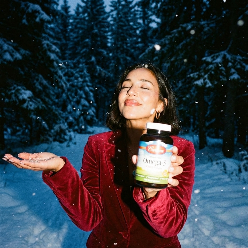 AI-generated Winter: Late-90s / Y2K–style portrait photography with a dreamy, warm, elegant mood and a quietly confident feel. Flash photography aesthe